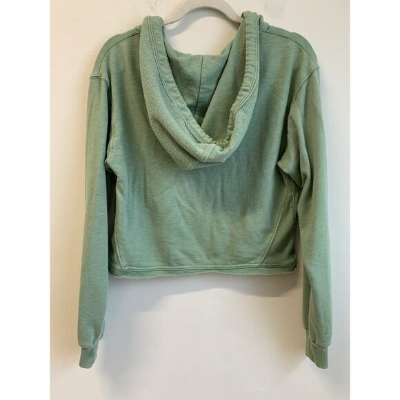 American Eagle Outfitters Women’s Hoodie Green Cropped Drawstring Pullover Sz S - Picture 9 of 10